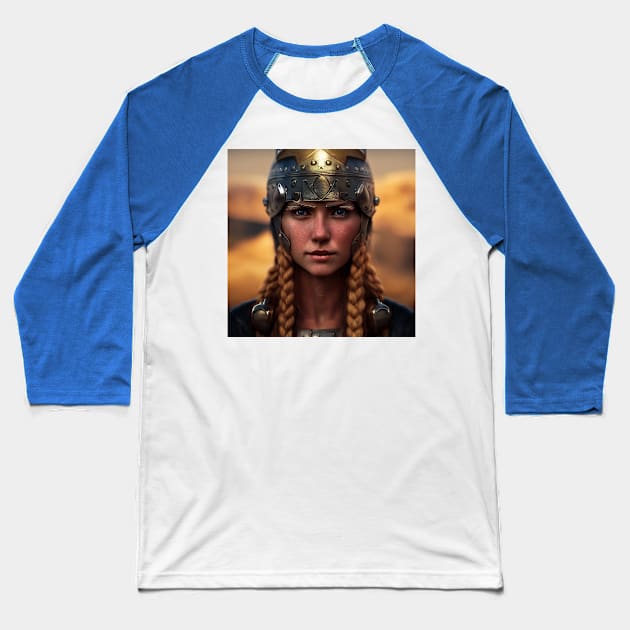 Viking Shield Maiden Baseball T-Shirt by Grassroots Green